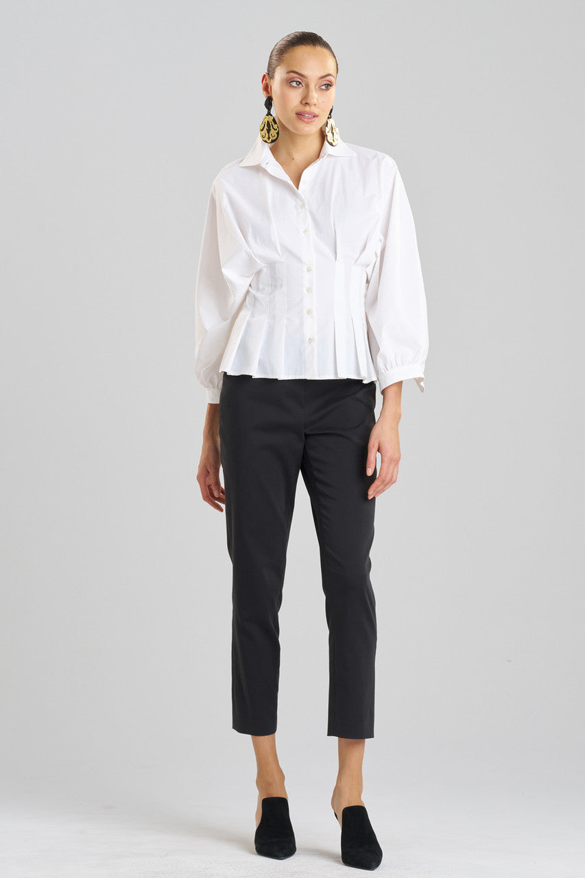 Buy Techno Poplin Pleated Shirt in White Online White Natori