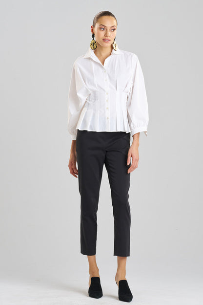 Buy Techno Poplin Pleated Shirt in White Online White Natori