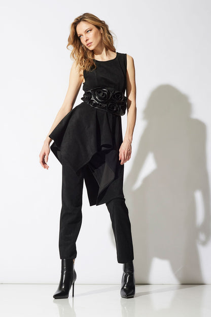 Vegan Luxe Suede Cascade Top Black Natori