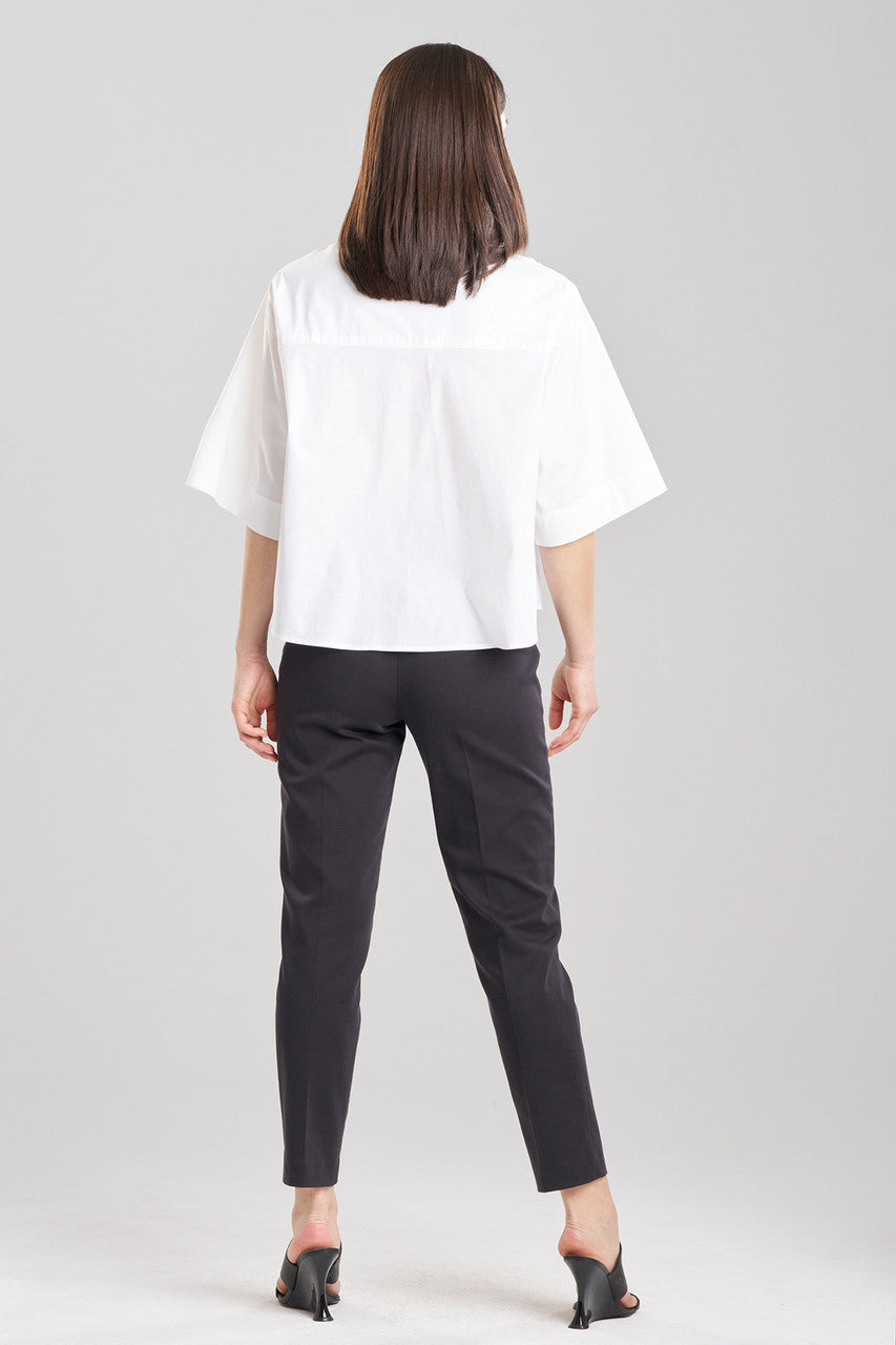 Buy Cotton Poplin Embroidered Cutout Trapeze Shirt in White Online White Natori