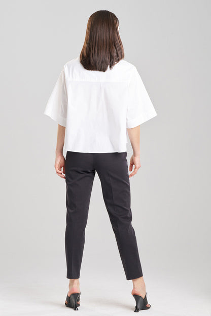 Buy Cotton Poplin Embroidered Cutout Trapeze Shirt in White Online White Natori