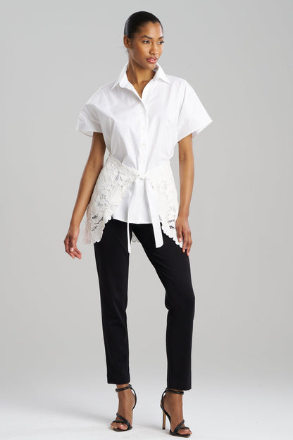 Kumo Embroidery Applique Kimono Wrap Shirt White Natori