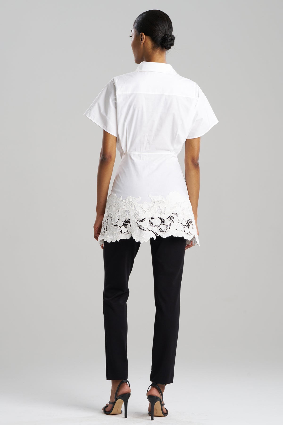 Kumo Embroidery Applique Kimono Wrap Shirt White Natori