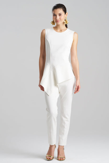 Compact Knit Asymmetrical Top White Natori