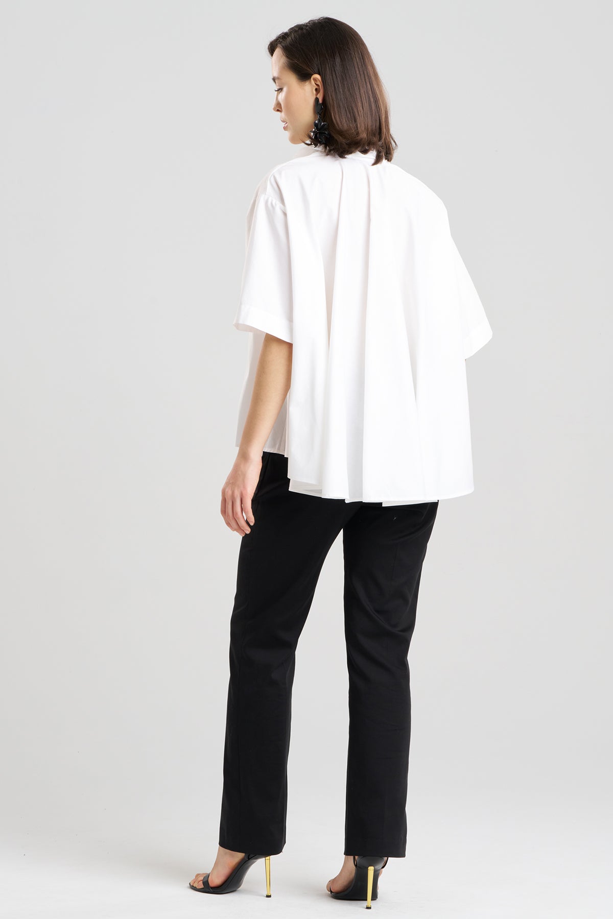 Cotton Poplin Short Sleeve Trapeze Shirt White Natori