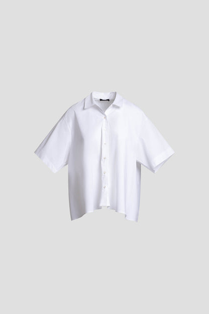 Cotton Poplin Short Sleeve Trapeze Shirt White Natori