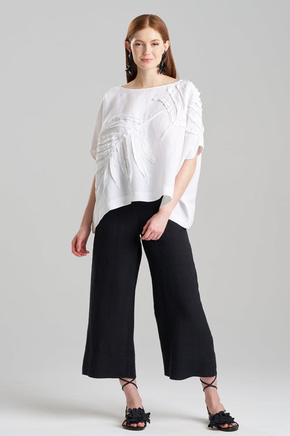 Light Weight Linen Embroidered Caftan Top White Natori