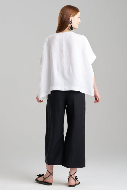 Light Weight Linen Embroidered Caftan Top White Natori