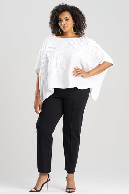 Light Weight Linen Embroidered Caftan Top White Natori