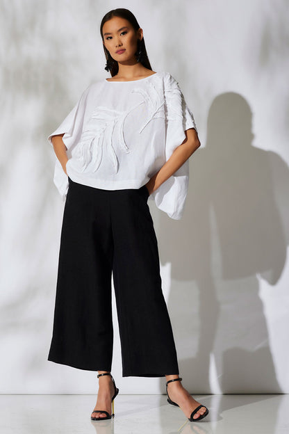Light Weight Linen Embroidered Caftan Top White Natori