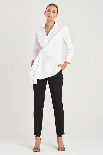 Buy Cotton Poplin Side Drape Shirt in White Online White Natori