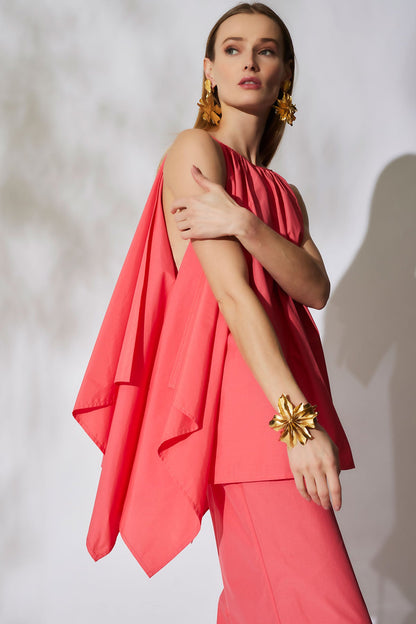 Techno Poplin Handkerchief Top Vivid Coral Natori