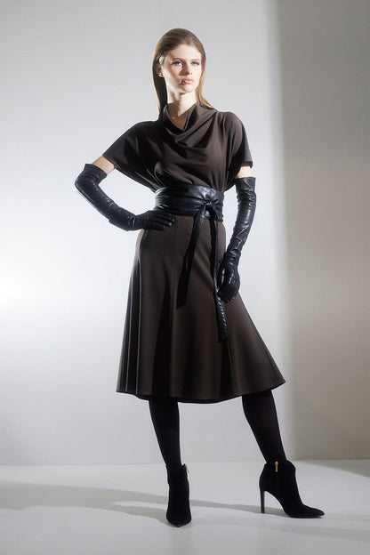 Buy Compact Knit Wedge Funnel Top in Espresso Online Espresso Natori