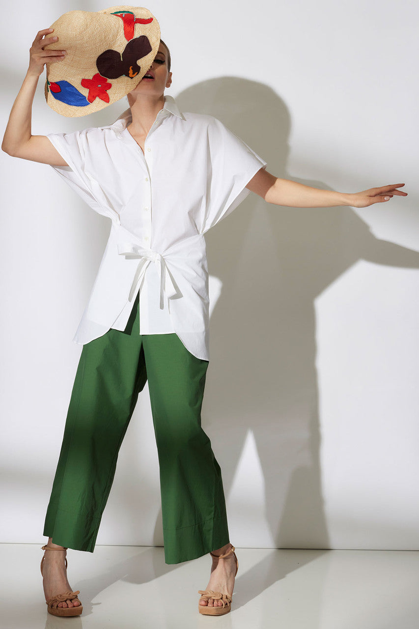 Buy Cotton Poplin Kimono Wrap Shirt in White Online White Natori