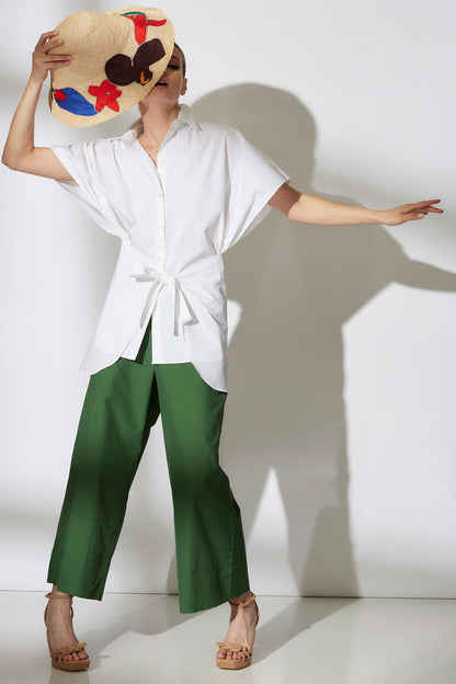 Buy Cotton Poplin Kimono Wrap Shirt in White Online White Natori