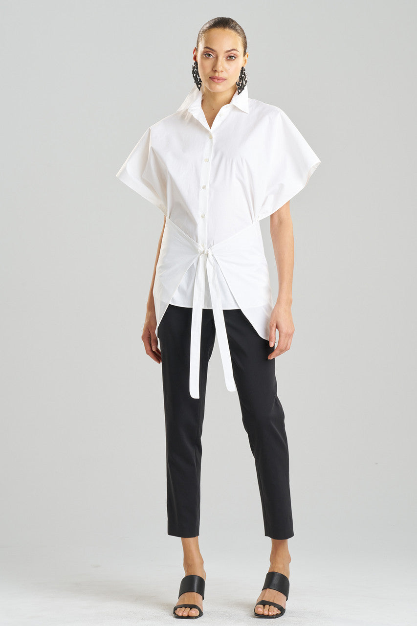 Buy Cotton Poplin Kimono Wrap Shirt in White Online White Natori