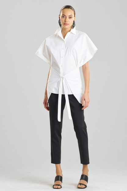 Buy Cotton Poplin Kimono Wrap Shirt in White Online White Natori