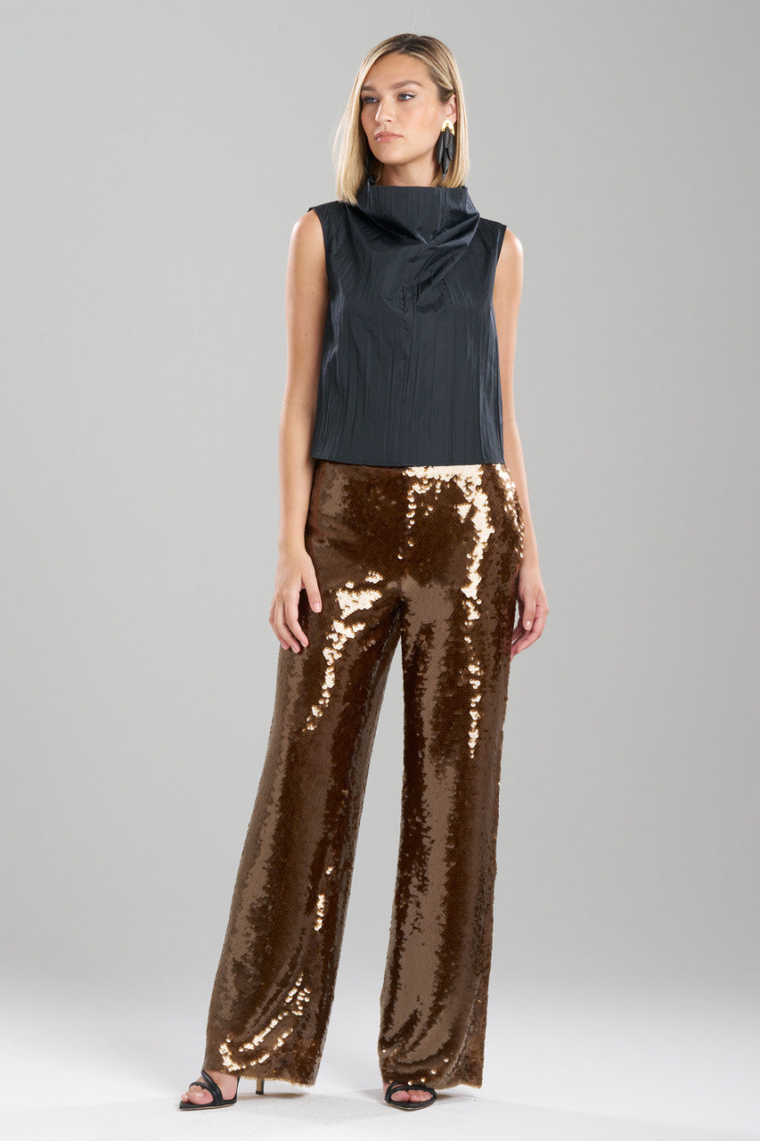 Buy Taffeta Plisse Cowl Top in Black Online Black Natori