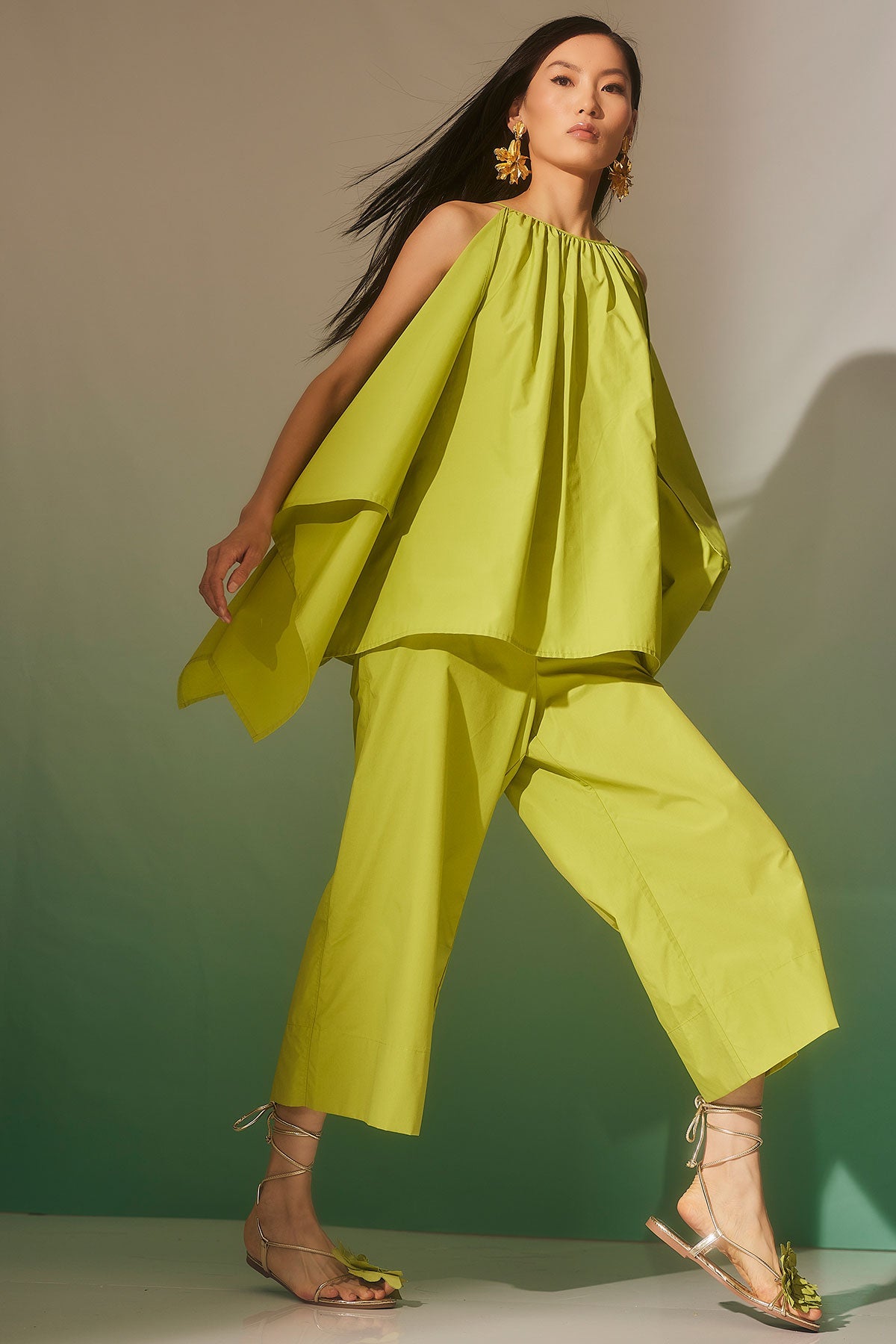 Techno Poplin Handkerchief Top Pear Natori