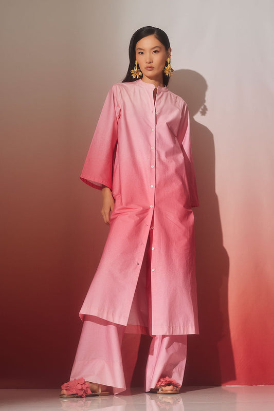 Akari Cotton Mandarin Tunic Flamingo Natori