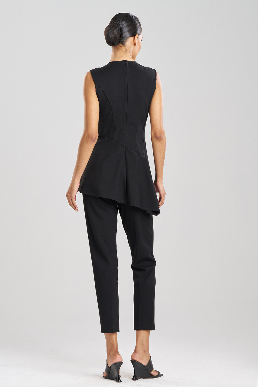 Buy Compact Knit Asymmetrical Top in Black Online Black Natori