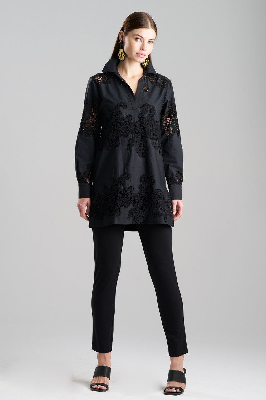 Buy Madeira Cutwork Embroidered Tunic Shirt in Black Online Black Natori