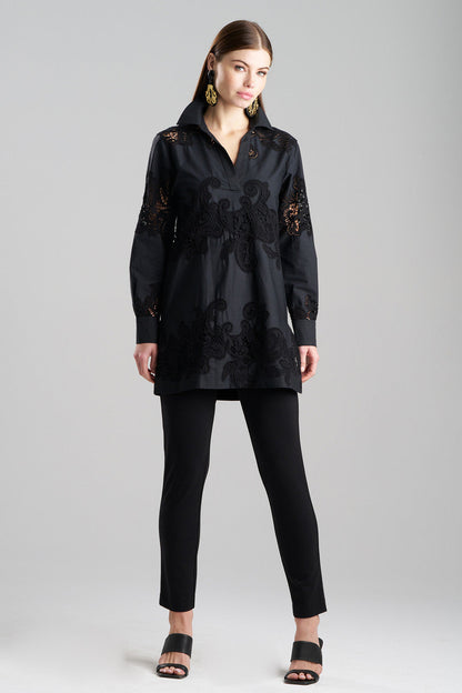 Buy Madeira Cutwork Embroidered Tunic Shirt in Black Online Black Natori