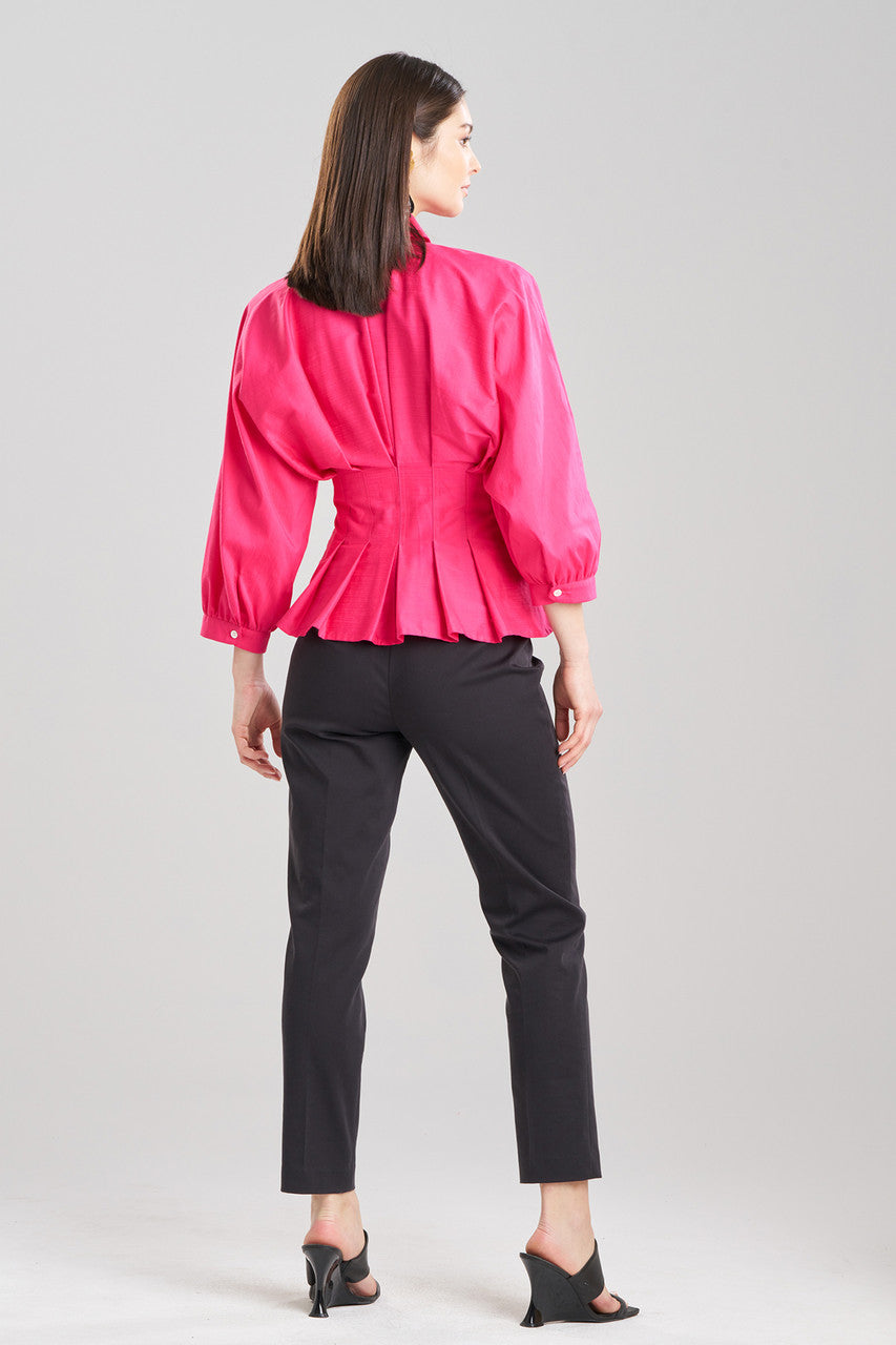 Buy Cotton Silk Slub Pleated Shirt in Azalea Online Azalea Natori