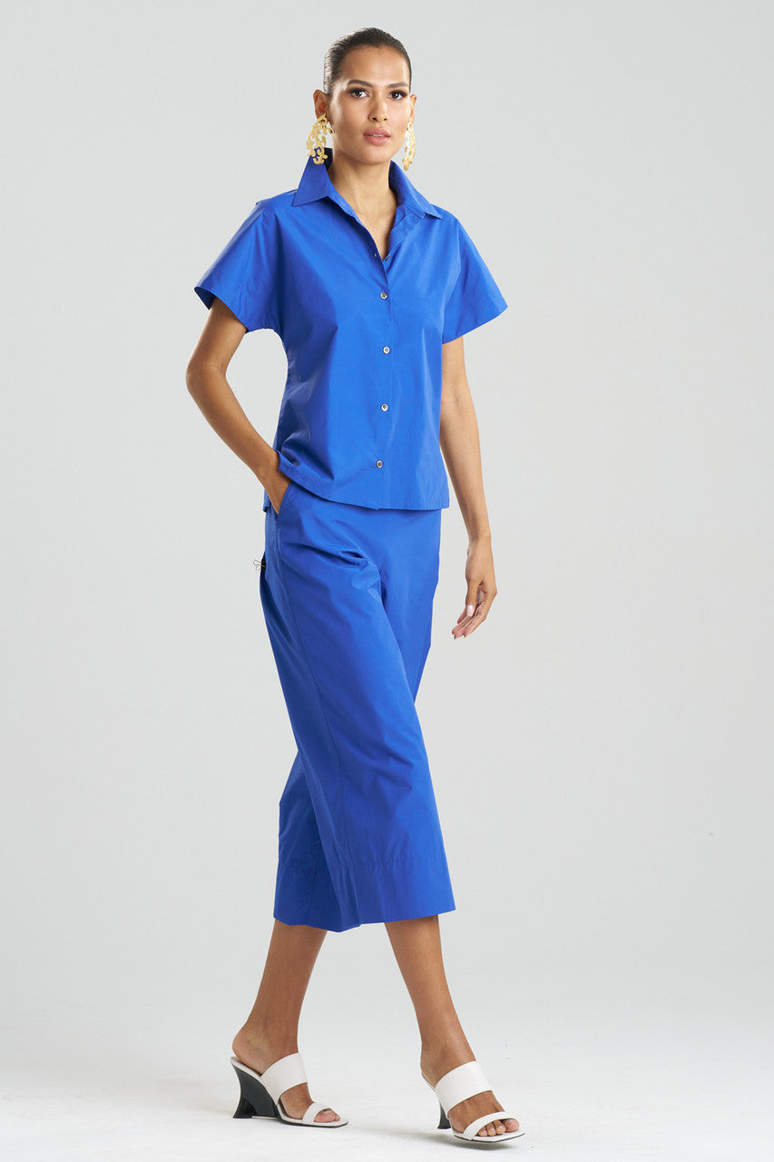 Buy Techno Poplin Shirt in Cobalt Online Cobalt Natori