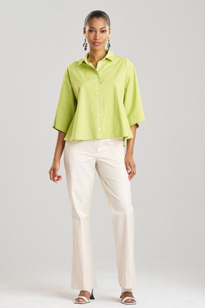 Buy Cotton Poplin Trapeze Shirt in Pear Online Pear Natori