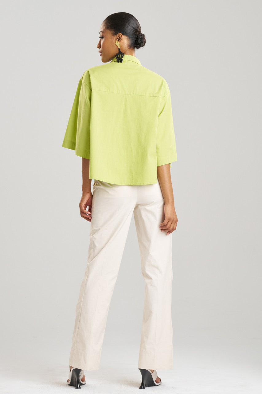 Buy Cotton Poplin Trapeze Shirt in Pear Online Pear Natori
