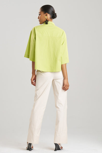 Buy Cotton Poplin Trapeze Shirt in Pear Online Pear Natori