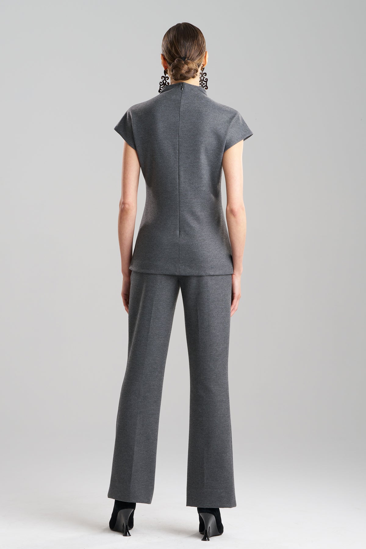 Double Jersey Funnel Neck Top Charcoal Natori