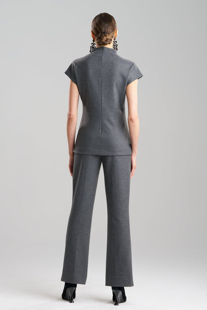 Double Jersey Funnel Neck Top Charcoal Natori