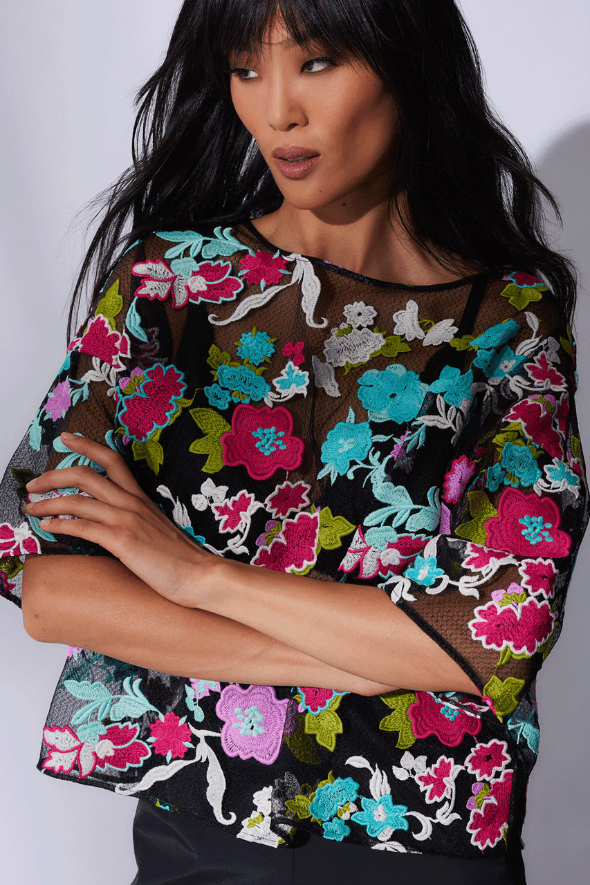 Buy Tangier Embroidered Tulle Top in Black Multi Online Black Multi Natori