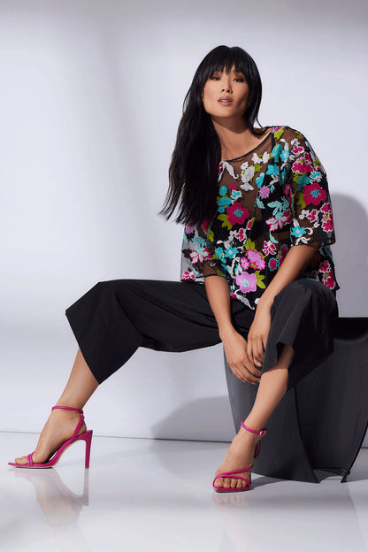 Buy Tangier Embroidered Tulle Top in Black Multi Online Black Multi Natori