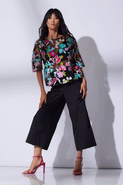 Buy Tangier Embroidered Tulle Top in Black Multi Online Black Multi Natori