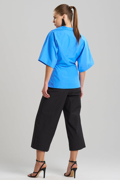 Techno Poplin Wrap Top Aster Blue Natori