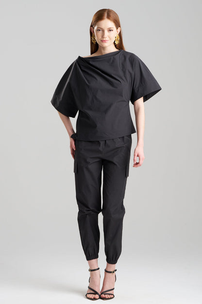 Buy Tech Cotton Taffeta Origami Top in Black Black Natori