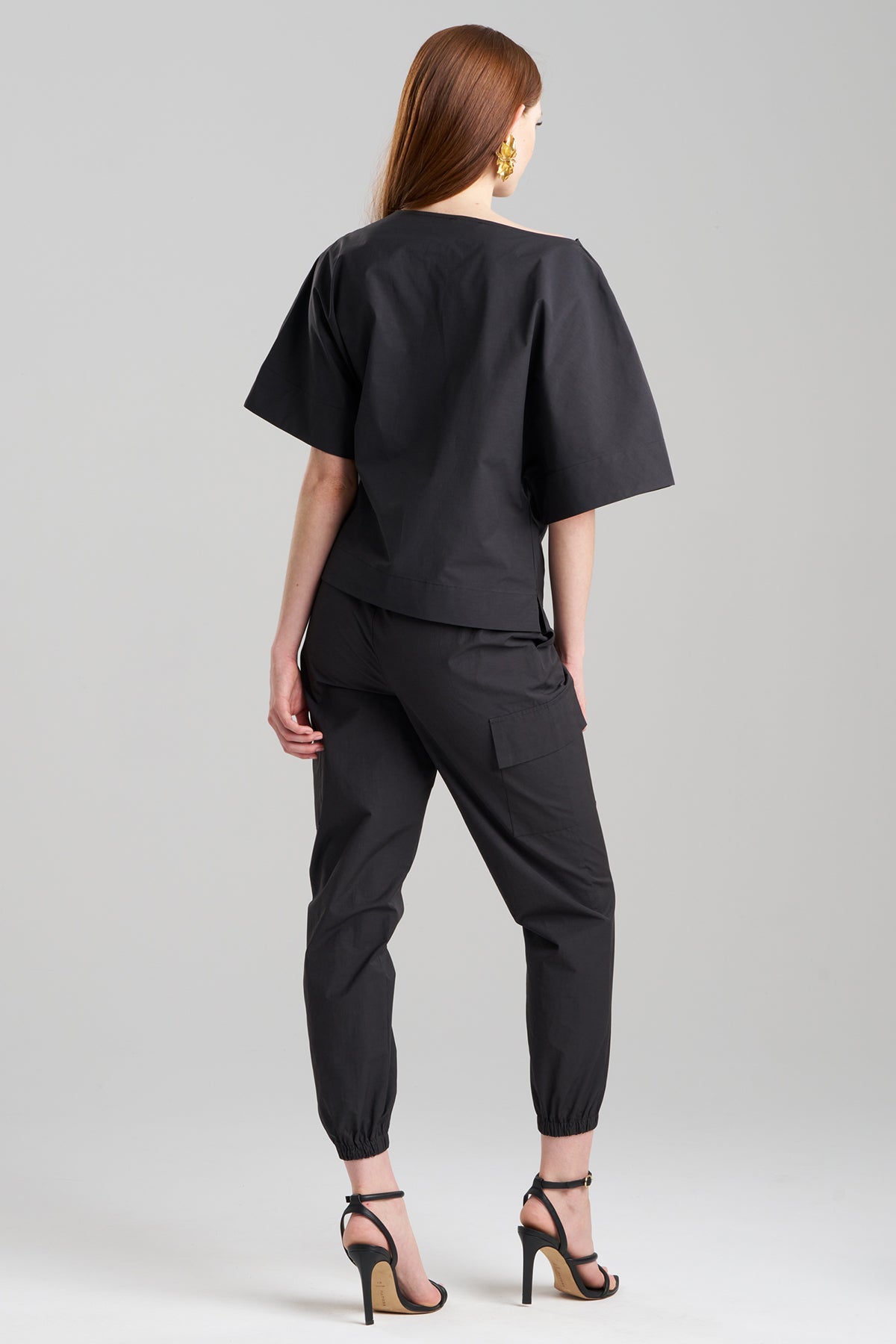 Buy Tech Cotton Taffeta Origami Top in Black Black Natori