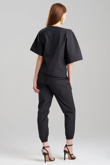 Buy Tech Cotton Taffeta Origami Top in Black Black Natori