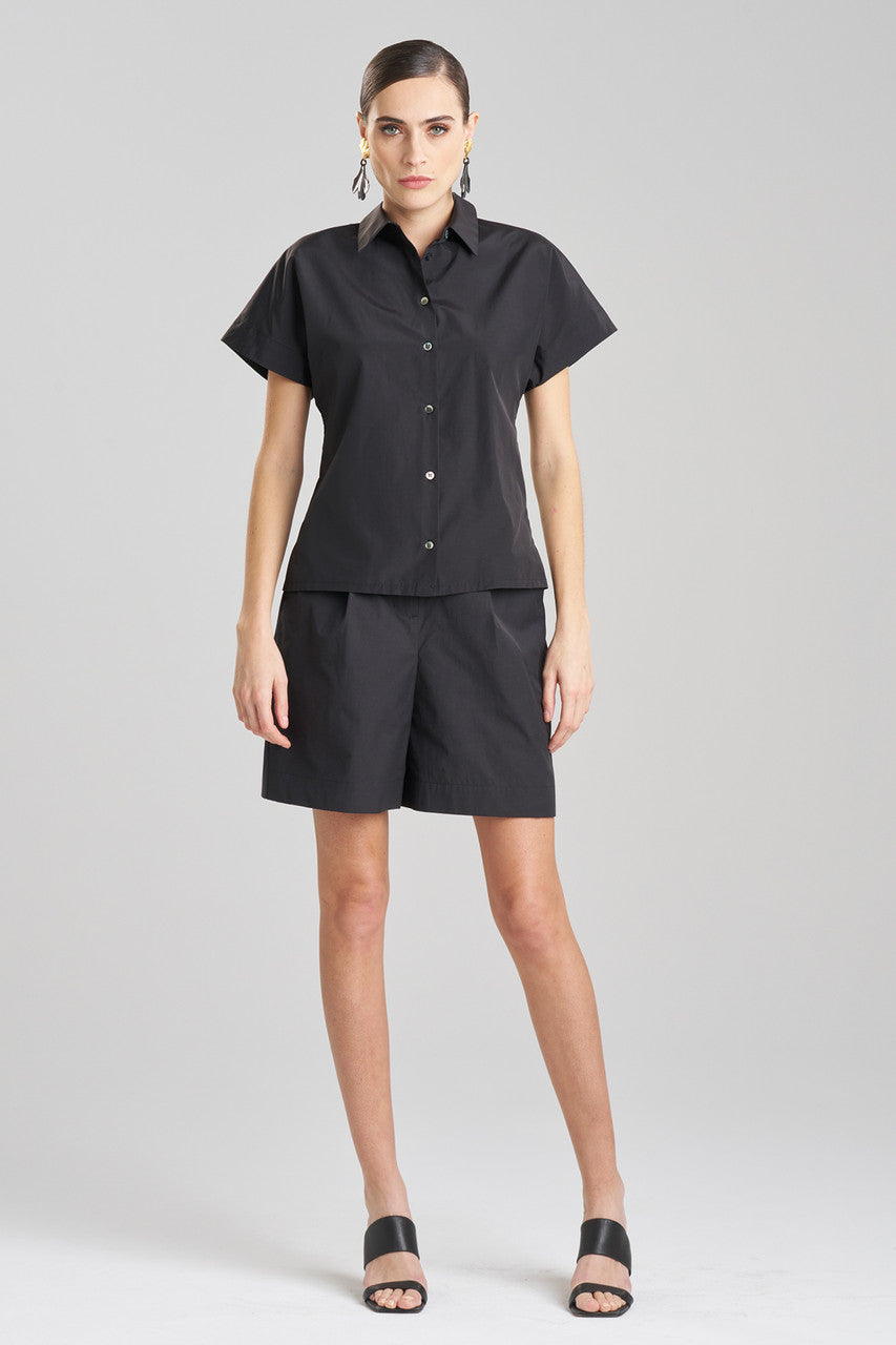 Buy Techno Poplin Shirt in Black Online Black Natori