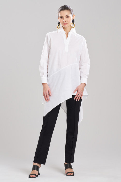 Buy Cotton Poplin Asymmetrical Flounce Shirt in White Online White Natori