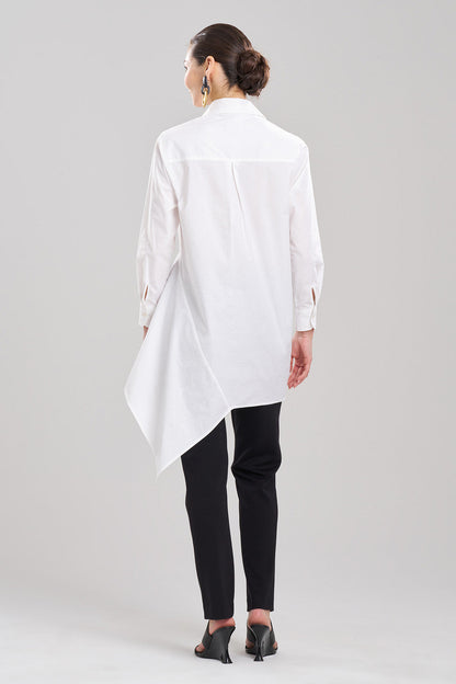 Buy Cotton Poplin Asymmetrical Flounce Shirt in White Online White Natori