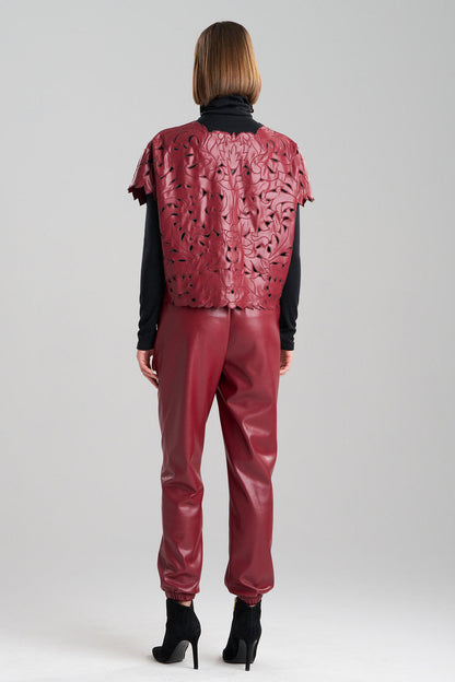 Buy Vegan Luxe Lambskin Cut Out Top in Brick Online Brick Natori