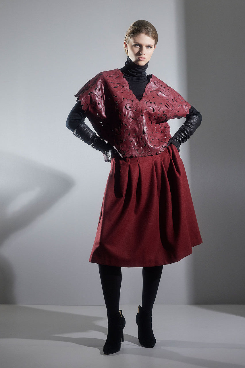 Buy Vegan Luxe Lambskin Cut Out Top in Brick Online Brick Natori
