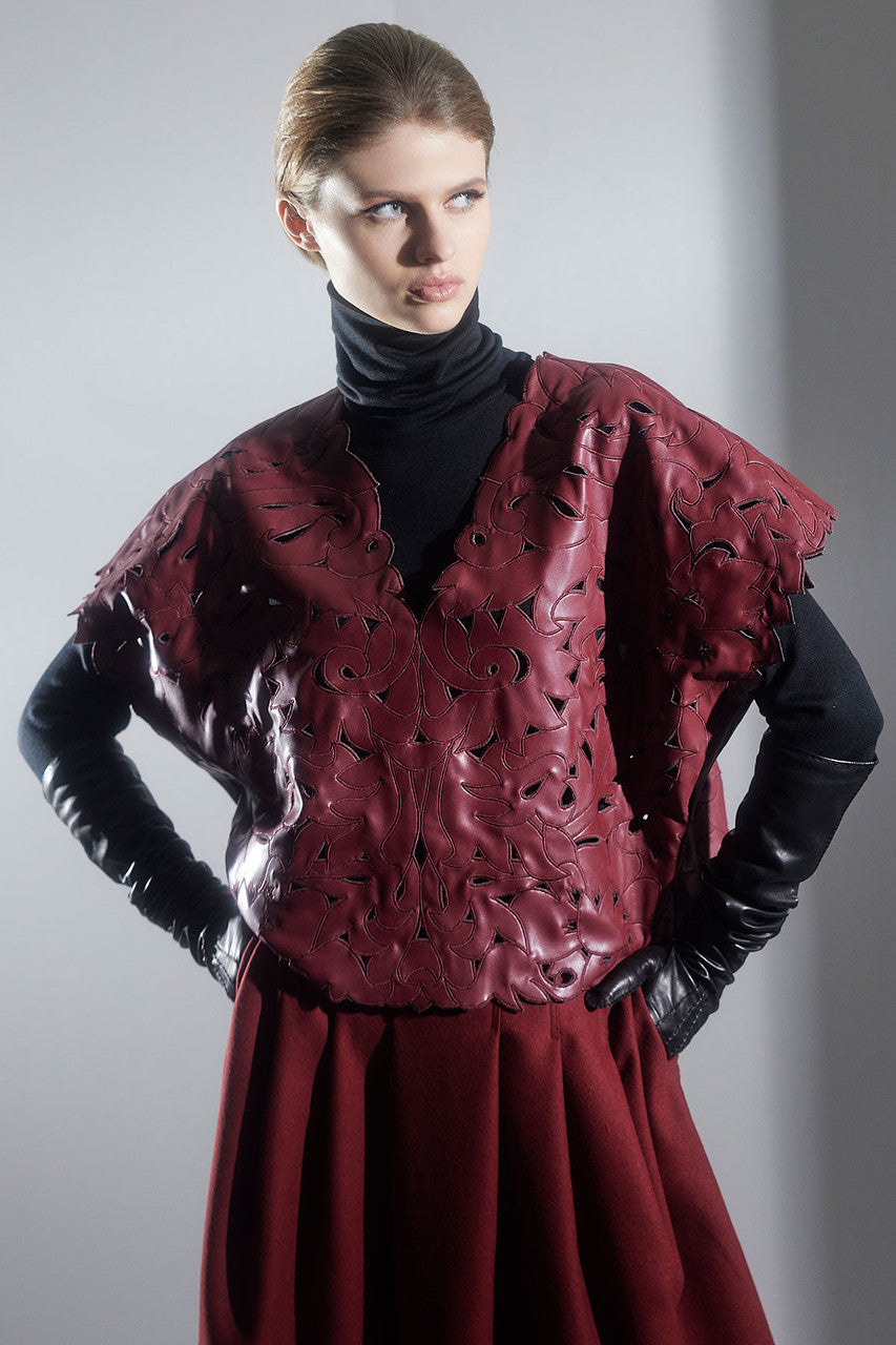 Buy Vegan Luxe Lambskin Cut Out Top in Brick Online Brick Natori