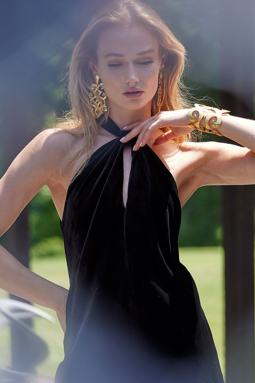 Buy Velvet Halter Top in Black Online Black Natori