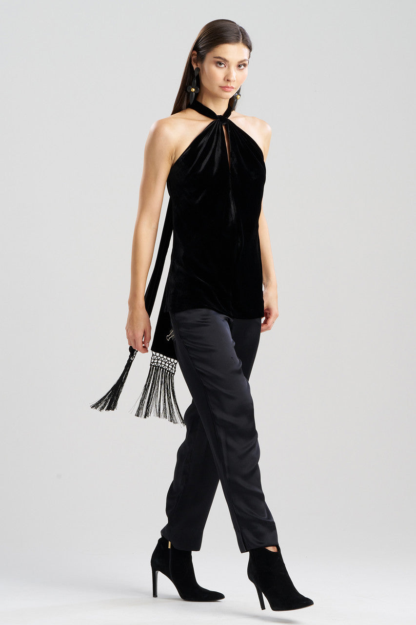 Buy Velvet Halter Top in Black Online Black Natori