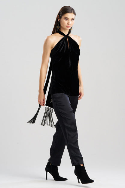 Buy Velvet Halter Top in Black Online Black Natori